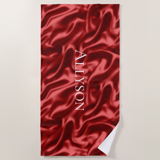 Passion Red Romantic Imitats Satin Strandtuch (Vorderseite)