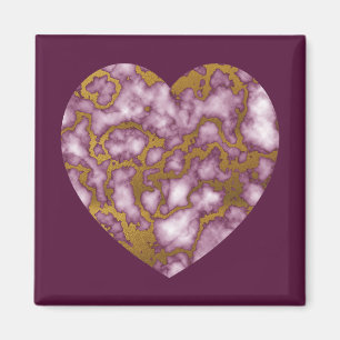 Passion Rosa und Gold Marmor Textur Herz Magnet