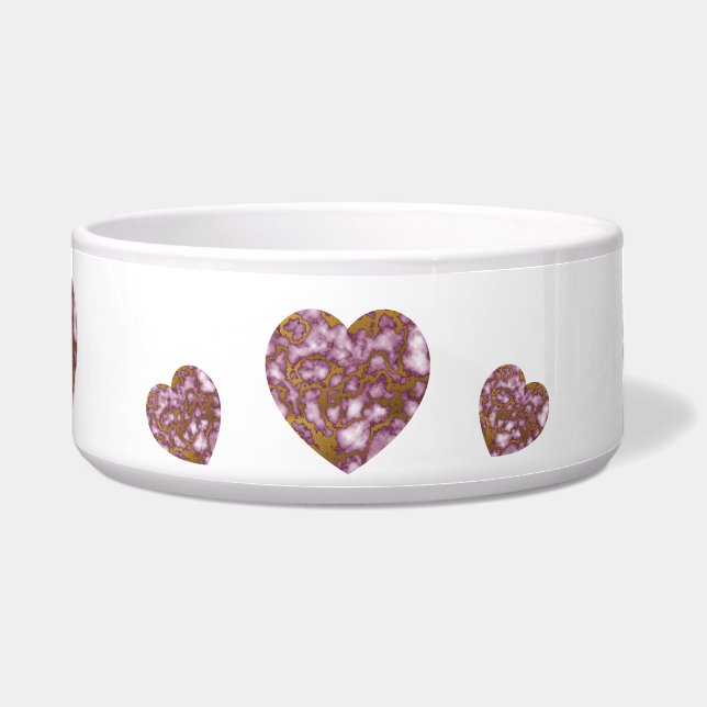 Passion Rosa und Gold Marmor Textur Herz Napf (Vorderseite)