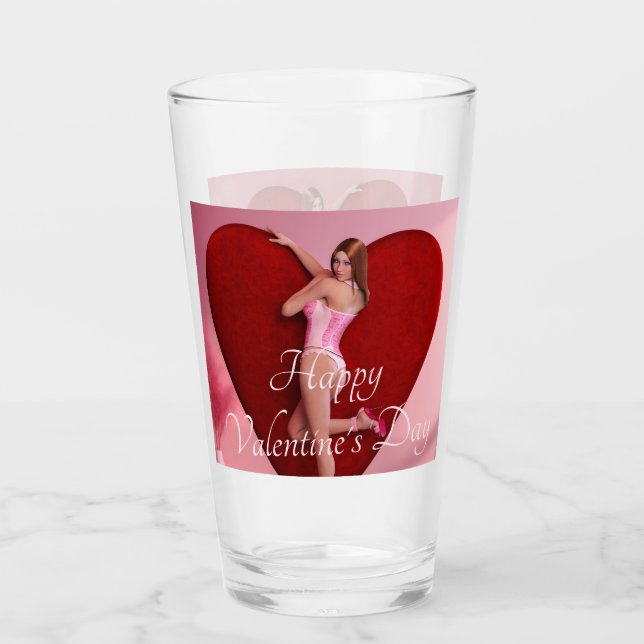 Passionate Valentine's Day Girl in einem Corset Glas (Vorderseite)