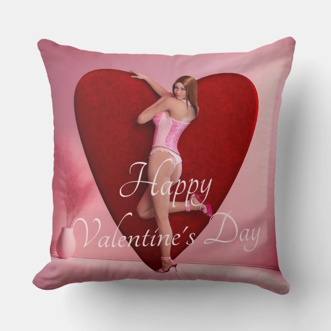 Passionate Valentine's Day Girl in einem Corset Kissen (Vorderseite)