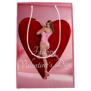 Passionate Valentine's Day Girl in einem Corset Mittlere Geschenktüte