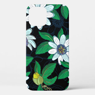 Passionflower Black Background Blume Nahtlos Case-Mate iPhone Hülle