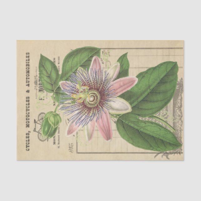 Passionflower Decoupage Vintag Seidenpapier (Vorderseite)