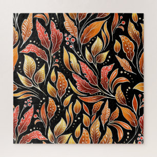 Passionflower Exotic: Schwarze Blume Vintag Puzzle