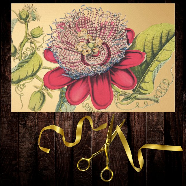 Passionflower Vintag Red Gold Illustration Seidenpapier (Von Creator hochgeladen)
