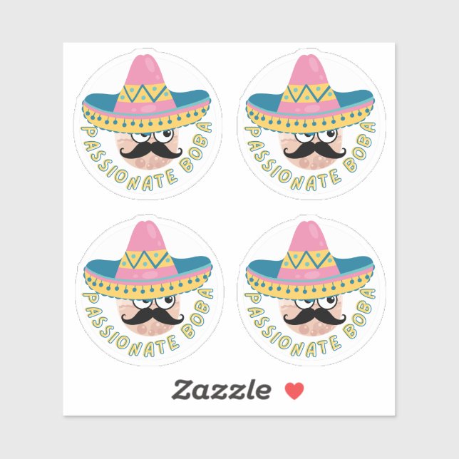 Passionierte Boba-Packung mit 4 Aufkleber (Blatt)