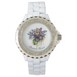 Passionierte Lila Passion-Blume Armbanduhr