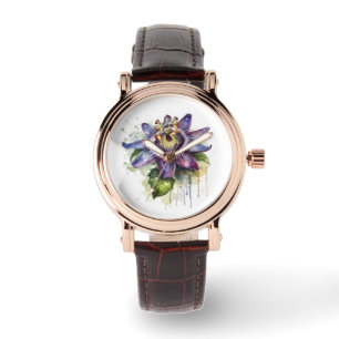 Passionierte Lila Passion-Blume Armbanduhr