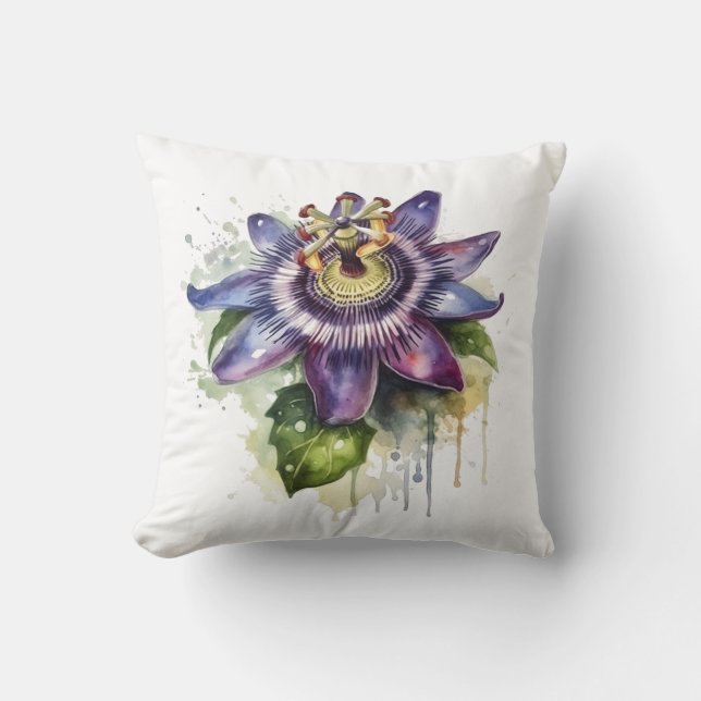 Passionierte Lila Passion-Blume Kissen (Vorderseite)