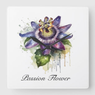 Passionierte Lila Passion-Blume Quadratische Wanduhr