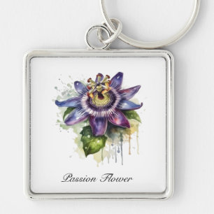 Passionierte Lila Passion-Blume Schlüsselanhänger