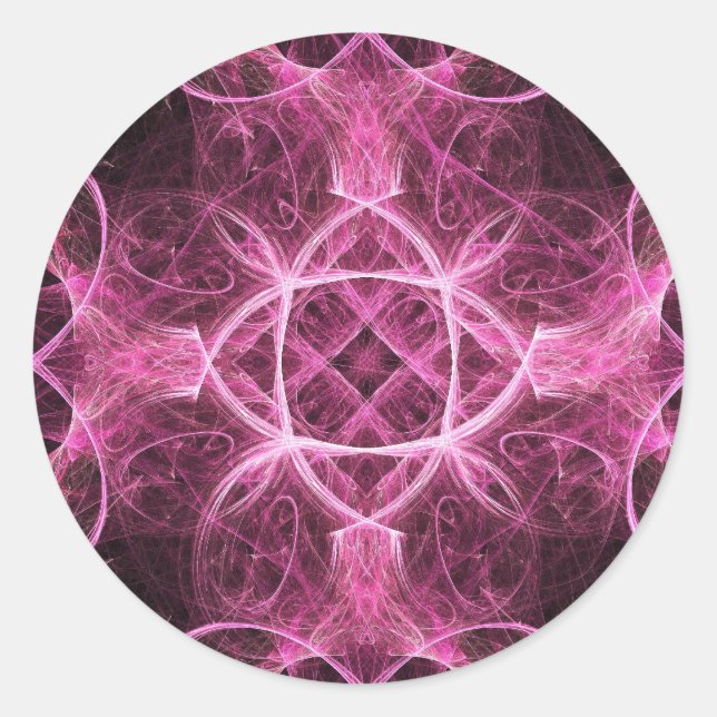 Passionierte Pink-Fraktal-Aufkleber Runder Aufkleber (Vorderseite)