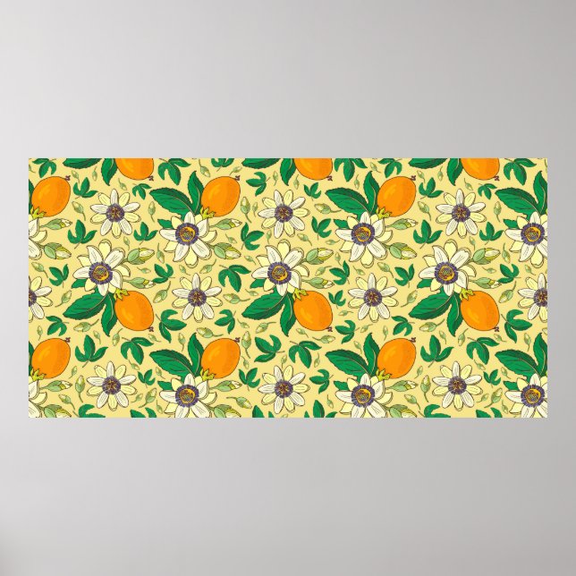 Passionsblume (Passiflora, Passionsfrucht) auf ein Poster (Vorne)