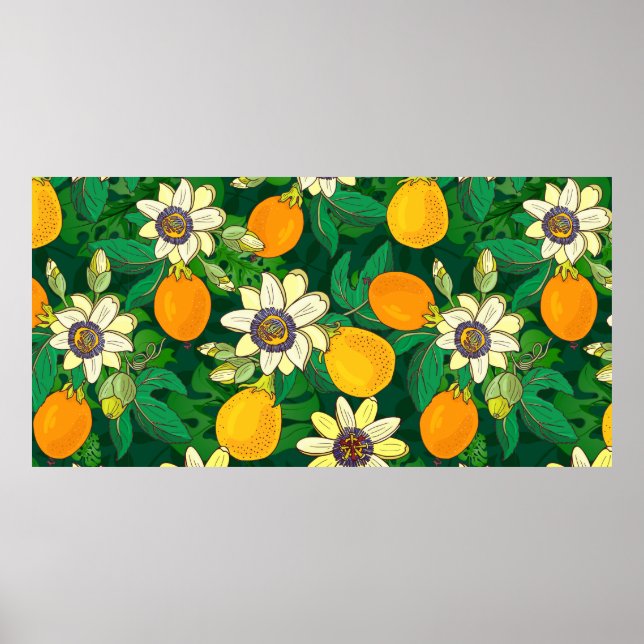 Passionsblume (Passiflora, Passionsfrucht) auf ein Poster (Vorne)