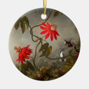 Passionsblumen mit Kolibris Heade Keramik Ornament