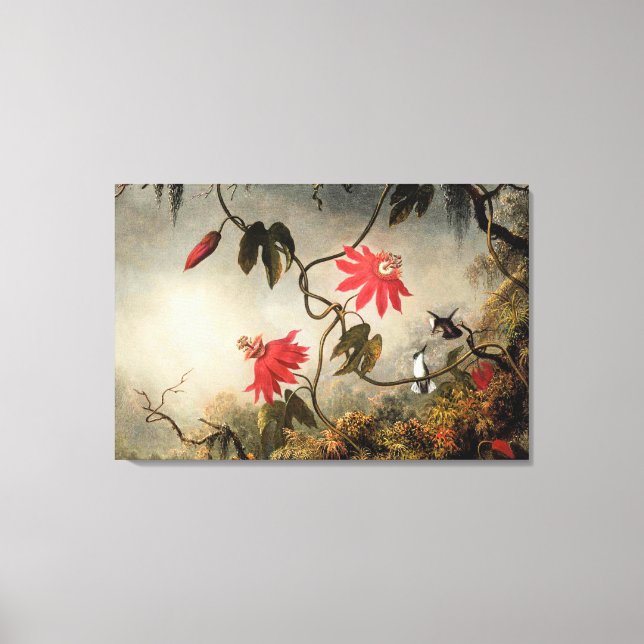 Passionsblumen mit Kolibris Leinwanddruck (Vorderseite)