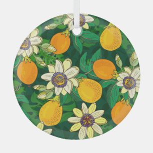 Passionsblüten-Blüte: Schwarzer Hintergrund Vintag Ornament Aus Glas
