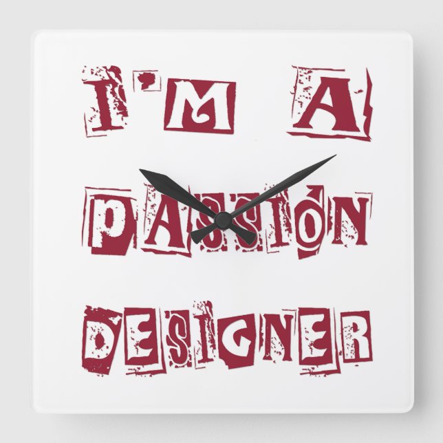 Passionsdesigner Quadratische Wanduhr (Vorderseite)