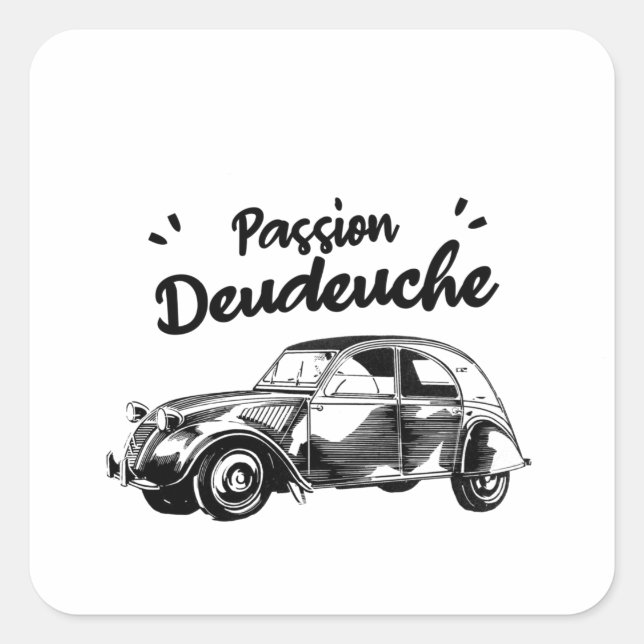 Passionsdeuche - 2CV Quadratischer Aufkleber (Vorderseite)