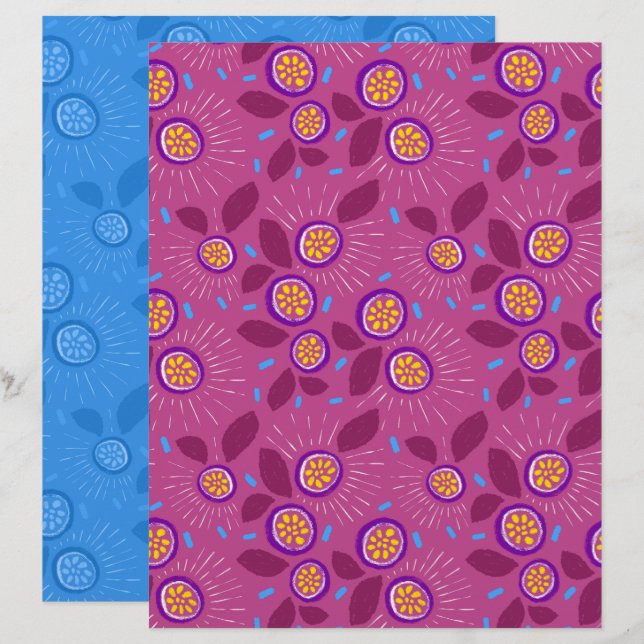 Passionsfrucht Scrapbook Papier (Vorne/Hinten)