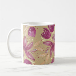 Passionslose Blume, Aquarellbrunnen und Gold Kaffeetasse
