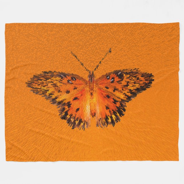 Passionsschmetterling auf orangefarbenem Hintergru Fleecedecke (Vorderseite (Horizontal))