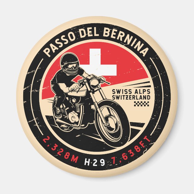 Passo del Bernina | Schweiz | Motorrad Magnet (Vorne)