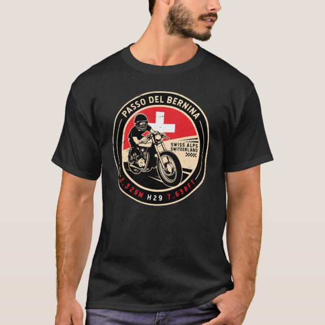 Passo del Bernina | Schweiz | Motorrad T-Shirt (Vorderseite)