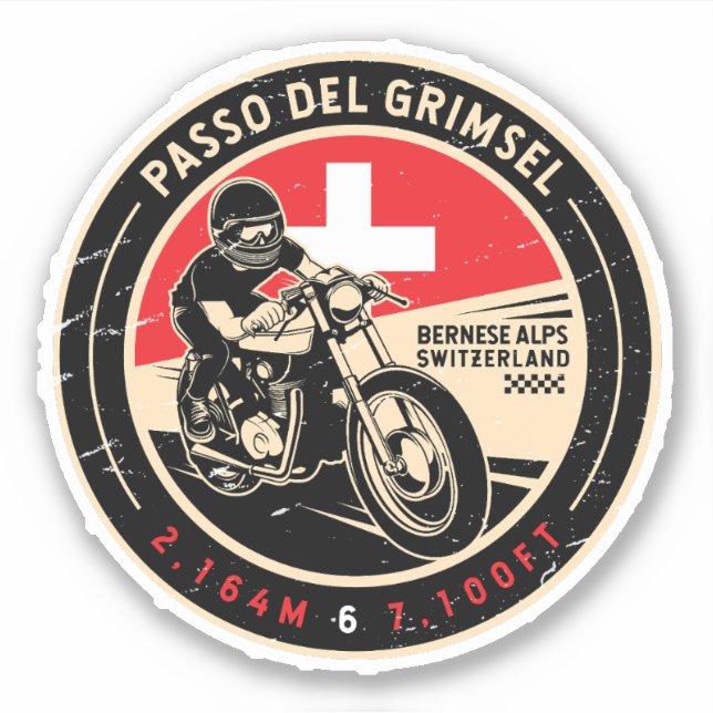 Passo Del Grimsel | Schweiz | Motorrad Aufkleber (Vorderseite)