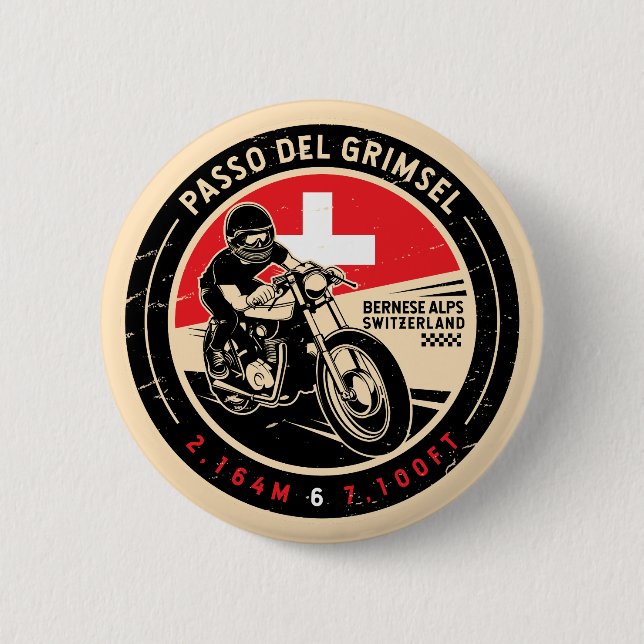 Passo Del Grimsel | Schweiz | Motorrad Button (Vorderseite)