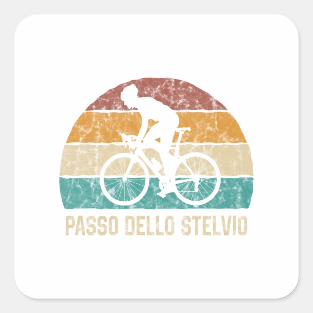 Passo Dello Stelvio Cycling Climb Sticker Retro (Vorderseite)