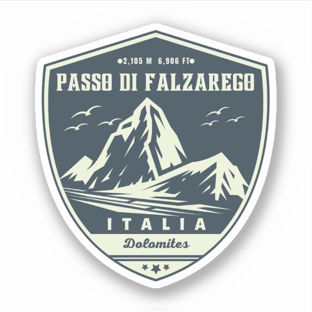 Passo di Falzarego-italienischer Bergpass Dolomit Aufkleber (Vorderseite)