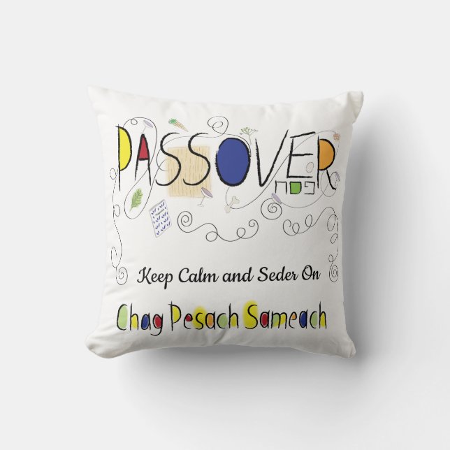 Passover 16 x 16 Chag Sameach Throw Kissen (Vorderseite)