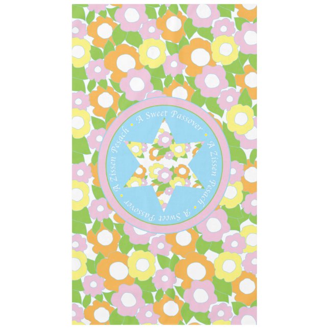 Passover 60" x 104" Tabletecloth "A Sweet Pessach" Tischdecke (Vorderseite)