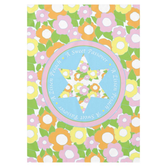 Passover 60" x 84" Tabletecloth "A Sweet Pessach" Tischdecke (Vorderseite)