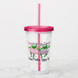 Passover Acrylic Tumbler 16 oz Hoppy Pessach Frosc Acryltrinkbecher