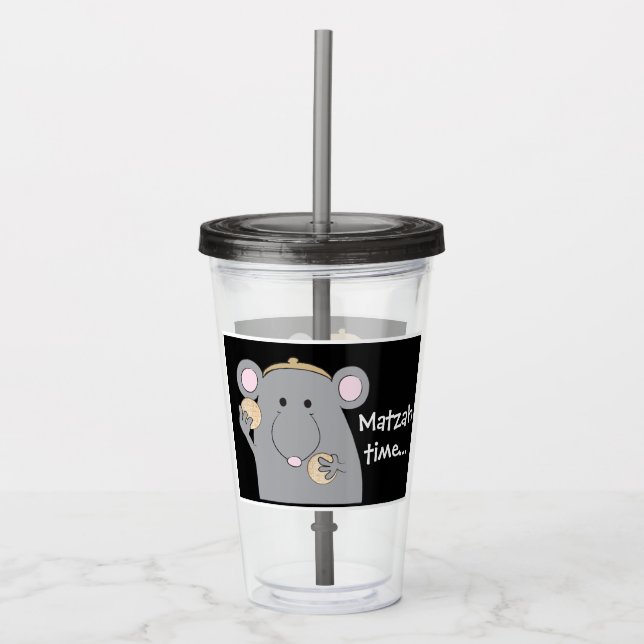Passover Acrylic Tumbler 16 oz Matzah Mouse Time Acryltrinkbecher (Vorderseite)