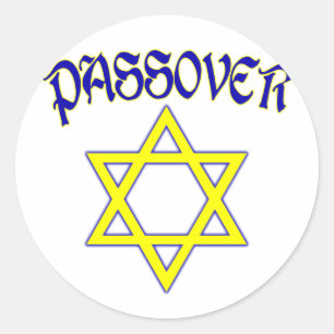 Passover Blue & Gold Runder Aufkleber