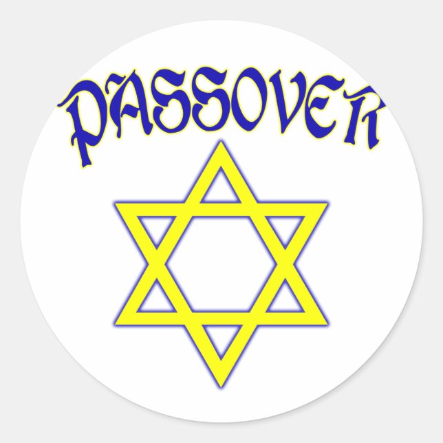 Passover Blue & Gold Runder Aufkleber (Vorderseite)