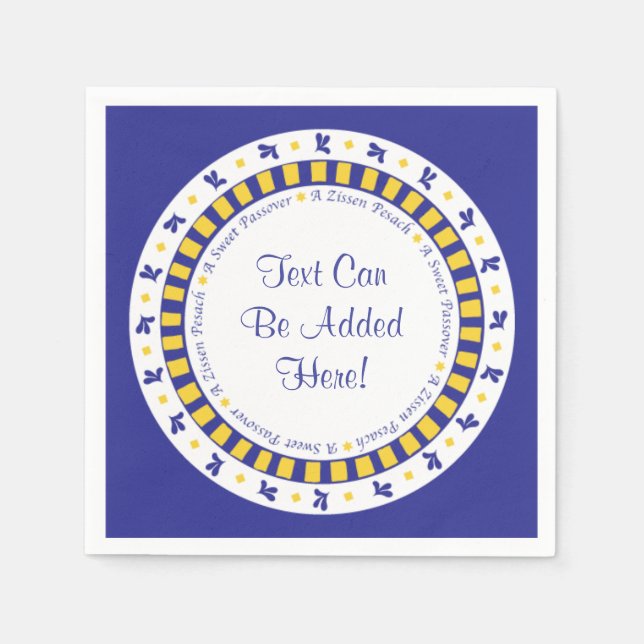 Passover Cocktail Napkins Blau/Gelb-Sternmuster Serviette (Vorderseite)
