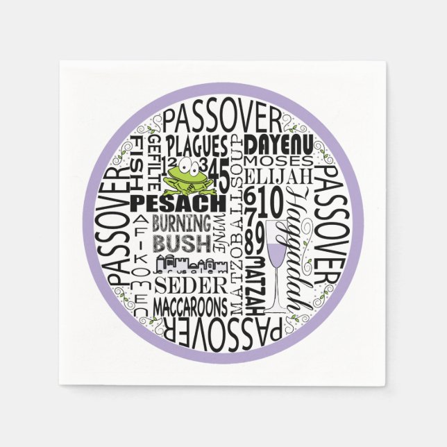 Passover Cocktail Napkins "Dayenu & more" Muster Serviette (Vorderseite)