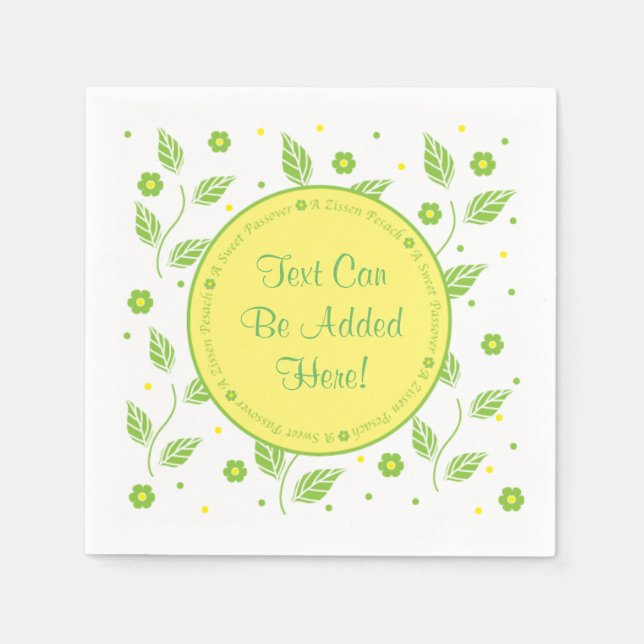 Passover Cocktail Napkins "Grüne/Gelbe Blätter" Serviette (Vorderseite)