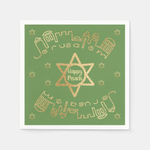 Passover Cocktail Napkins Muster "Gold Jerusalem" Serviette