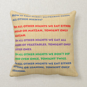 Passover Four Questions Pillow - Englisch & Hebrä Kissen