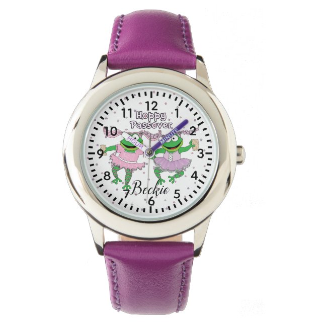 Passover Hoppy Ballet Frogs personalisieren Armbanduhr (Vorderseite)