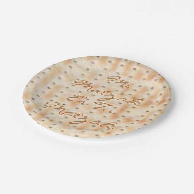 Passover Mi Matzah Es Tu Matzah Pappteller (Schrägansicht)