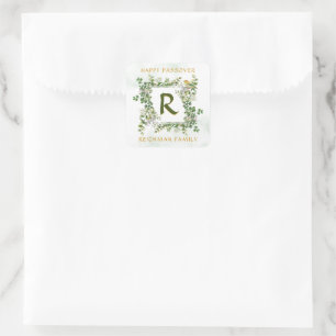Passover Monogram Sever Floral Sticker