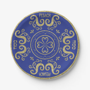 Passover Paper Plate Gold Elegantes Muster Pappteller