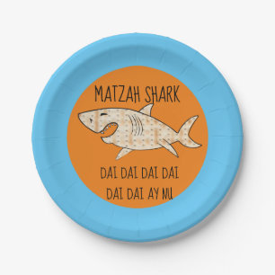 Passover Papierplatte "Matzah Shark" Muster Pappteller